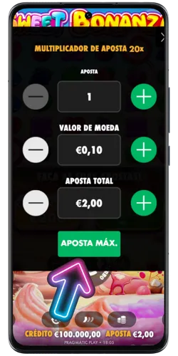 Valor da aposta no Sweet Bonanza