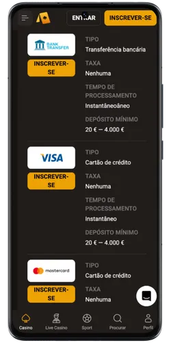 Métodos de pagamento no Slotlair