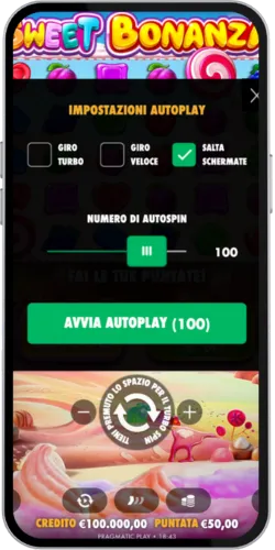 Impostazioni auto-spin in Sweet Bonanza