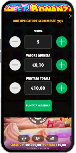 Cambio della puntata in Sweet Bonanza