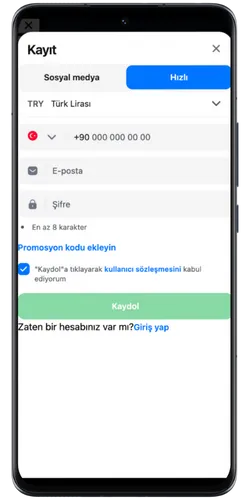 Registrierungsformular 1win