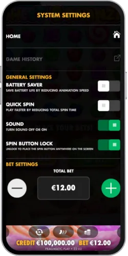 Wijziging van inzetbedrag in Sweet Bonanza
