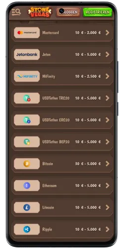 Zahlungsmethoden bei Stone Vegas