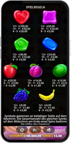 Einstellungen für Autodrehs in Sweet Bonanza